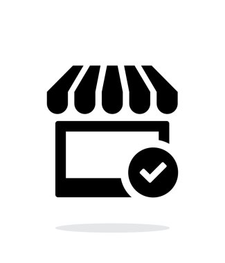 Dükkanı onay simgesi beyaz arka plan üzerinde.