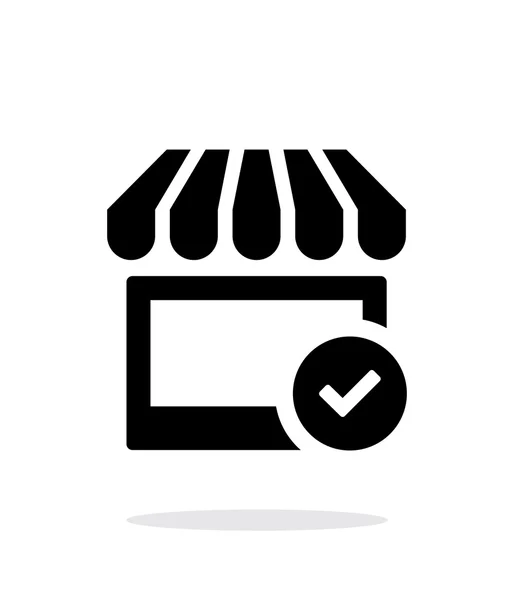 Dükkanı onay simgesi beyaz arka plan üzerinde.