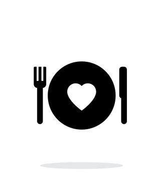 Romantik bir akşam yemeği simgesi beyaz arka plan üzerinde.