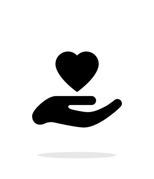 Mano con icono del corazón sobre fondo blanco . — Vector de stock