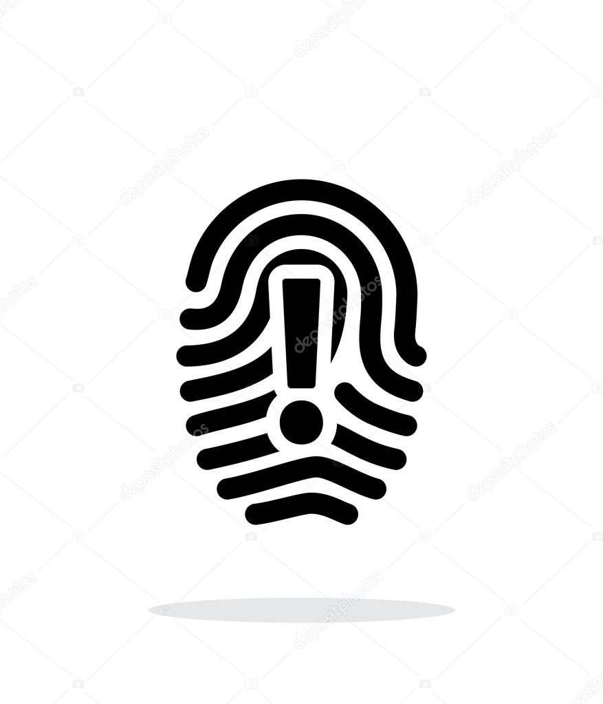 Attention sign on fingerprint icon on white background.