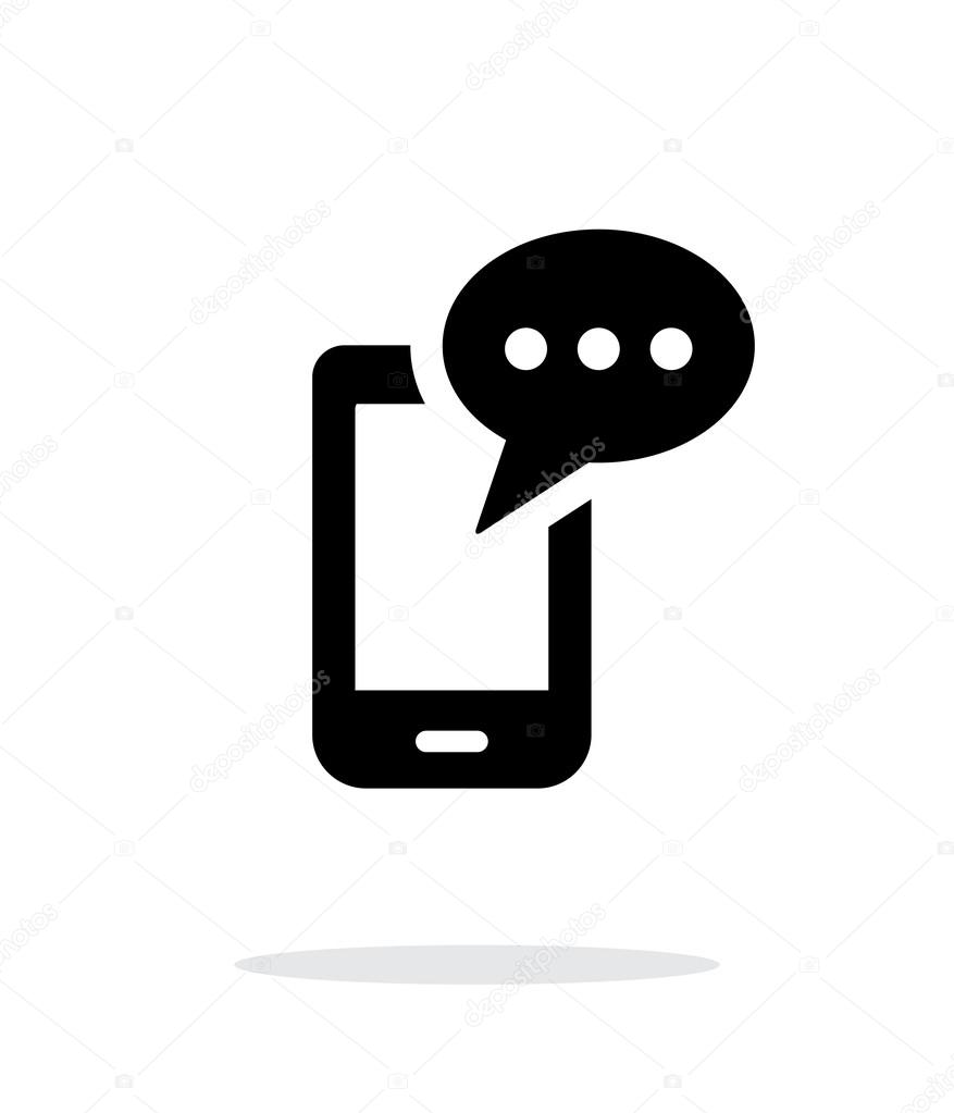 Mobile phone with message icon on white background.