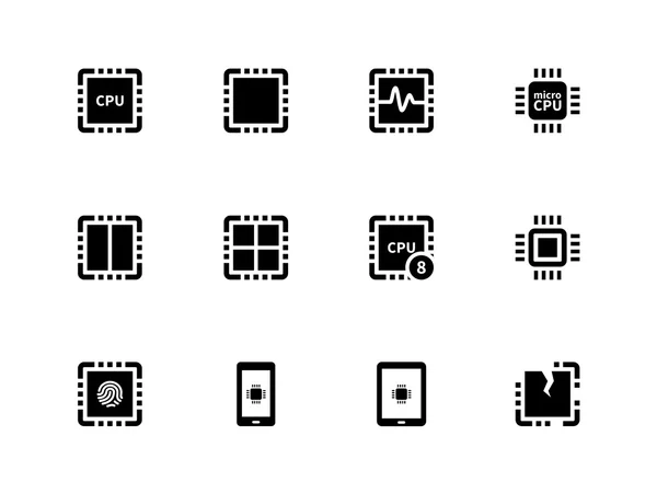 Iconos de la CPU listos. Unidad central de procesamiento . — Archivo Imágenes Vectoriales