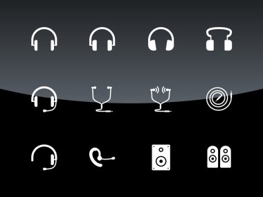 Headset icons on black background. clipart