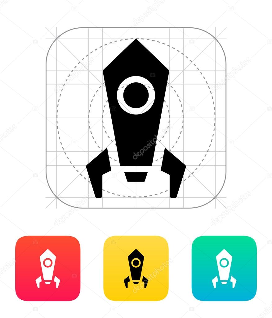 Rocket icon on white background.