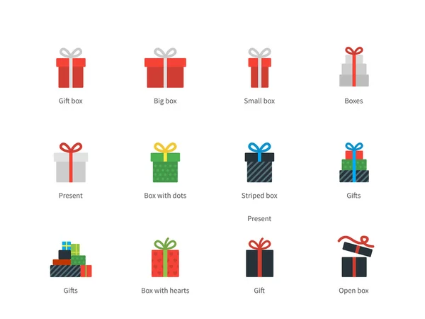 Gift box icons on white background. — Stock Vector