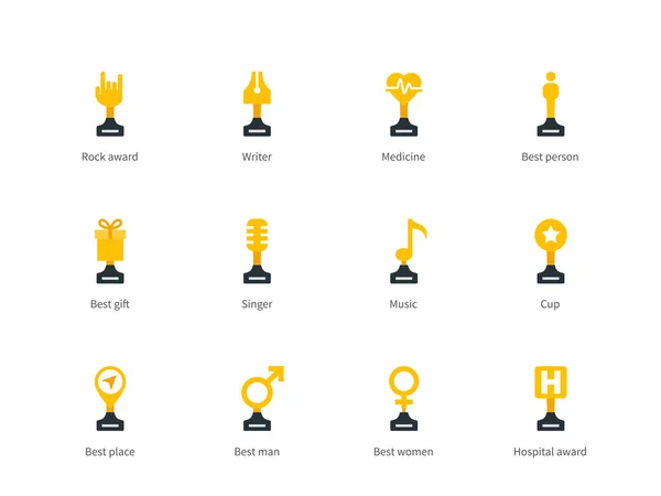 Trofee cup egale kleur pictogrammen op witte achtergrond. — Stockvector