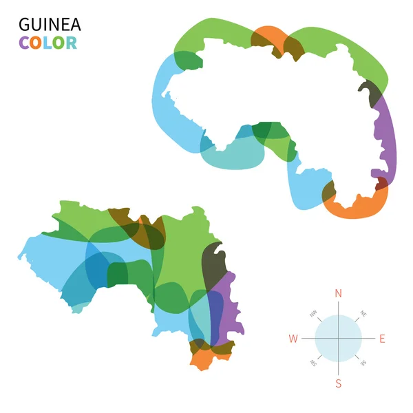 Mapa abstracto de color vectorial de Guinea con efecto de pintura transparente . — Vector de stock