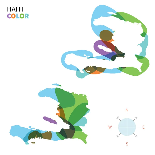 Mapa colorido vetorial abstrato do Haiti com efeito de pintura transparente . — Vetor de Stock