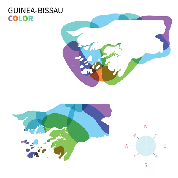 Abstract vector kleurkaart van Guinee-Bissau met transparante geverfd effect. — Stockvector