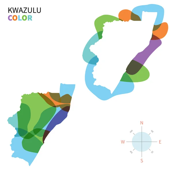 투명 페인트 효과 Kwazulu의 추상적인 벡터 색상 지도. — 스톡 벡터
