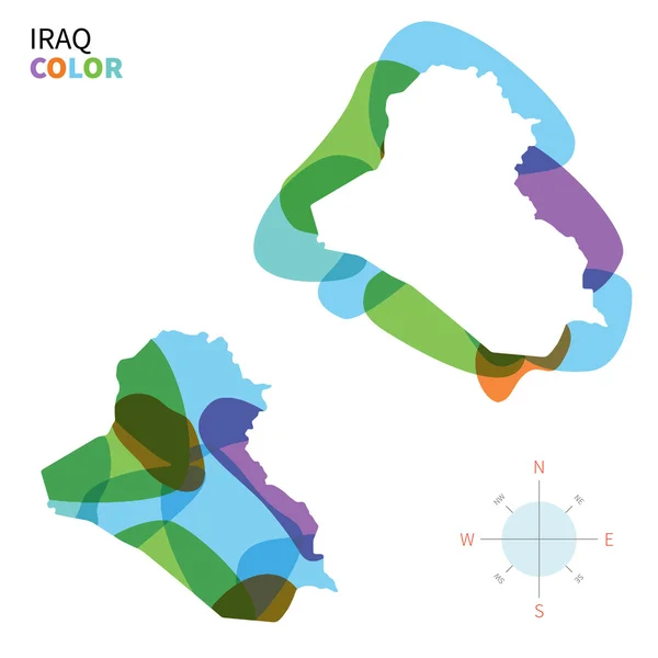 Mapa de cores vetorial abstrato do Iraque com efeito de pintura transparente . —  Vetores de Stock