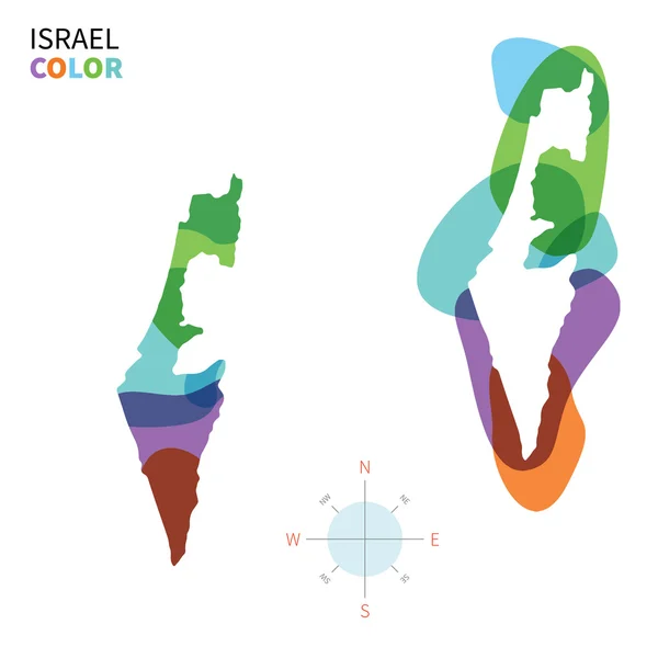 Mapa abstracto de color vectorial de Israel con efecto de pintura transparente . — Archivo Imágenes Vectoriales