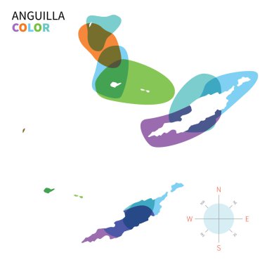 Soyut vektör renk Anguilla Haritası şeffaf boya etkisi ile.