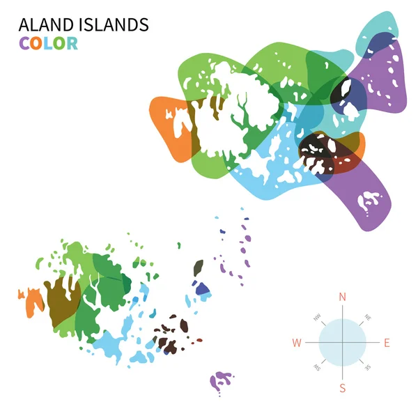 Χάρτη χρώμα αφηρημένη φορέα από Άλαντ Νησιά με αποτέλεσμα διαφανούς βαφής. — Διανυσματικό Αρχείο