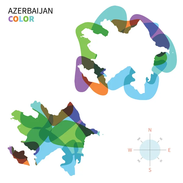Abstract vector kleurkaart van Azerbeidzjan met transparante geverfd effect. — Stockvector