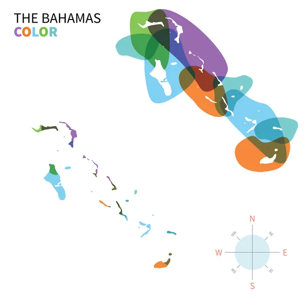 Abstraktní vektorová mapa barev na Bahamy s efektem transparentní barvy. — Stockový vektor