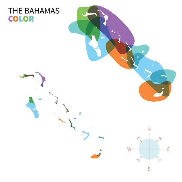 투명 페인트 효과와 바하마의 추상적인 벡터 색상 지도. — 스톡 벡터