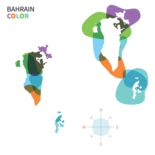 Mapa abstracto de color vectorial de Bahréin con efecto de pintura transparente . — Vector de stock