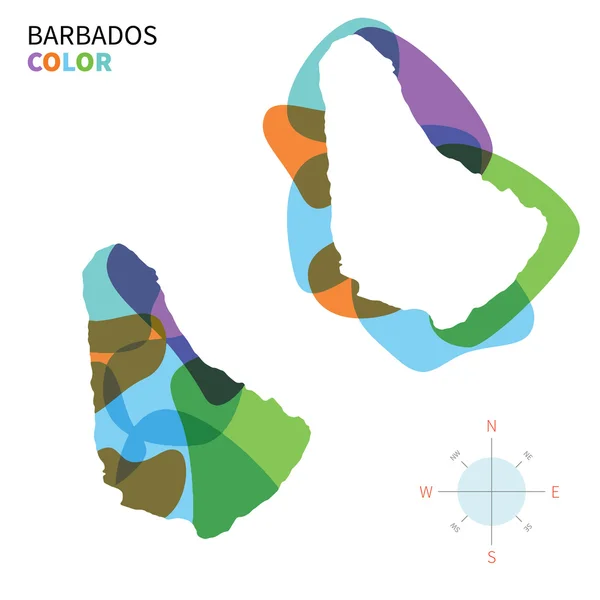 Mapa de color abstracto vectorial de Barbados con efecto de pintura transparente . — Vector de stock