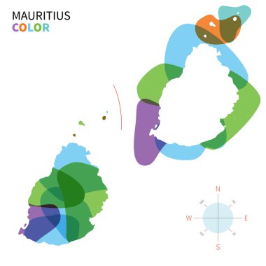 Soyut vektör renk Mauritius Haritası şeffaf boya etkisi ile.