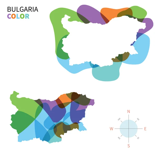 Mapa de color abstracto vectorial de Bulgaria con efecto de pintura transparente . — Archivo Imágenes Vectoriales