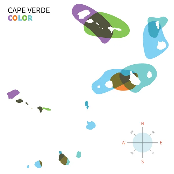 Abstract vector color map of Cape Verde with transparent paint effect. — Stock Vector