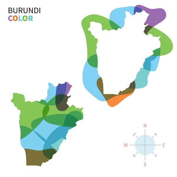 Streszczenie wektor Mapa kolorów Burundi z przezroczystego farba efekt. — Wektor stockowy