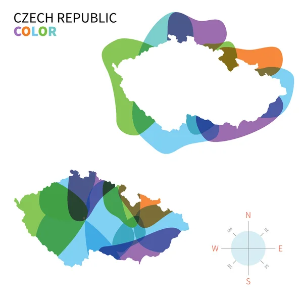 Mapa kolorów streszczenie wektor Republiki Czeskiej z przezroczystego farba efekt. — Wektor stockowy