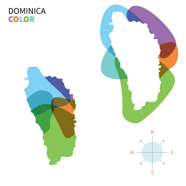Αφηρημένη διάνυσμα χρώμα Χάρτης της Δομινίκας με αποτέλεσμα διαφανούς βαφής. — Διανυσματικό Αρχείο