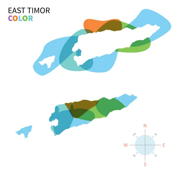 Абстрактная векторная карта Восточного Тимора с прозрачным эффектом краски . — стоковый вектор