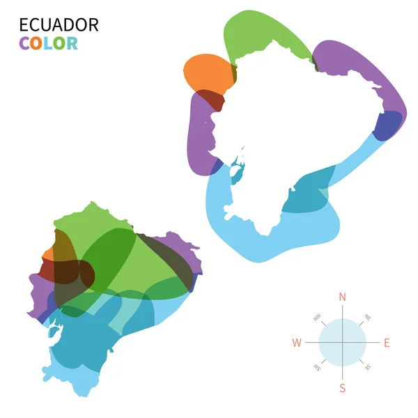 Abstract vector color map of Ecuador with transparent paint effect. — Stock Vector