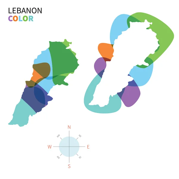 Abstract vector color map of Lebanon with transparent paint effect. — Stock Vector