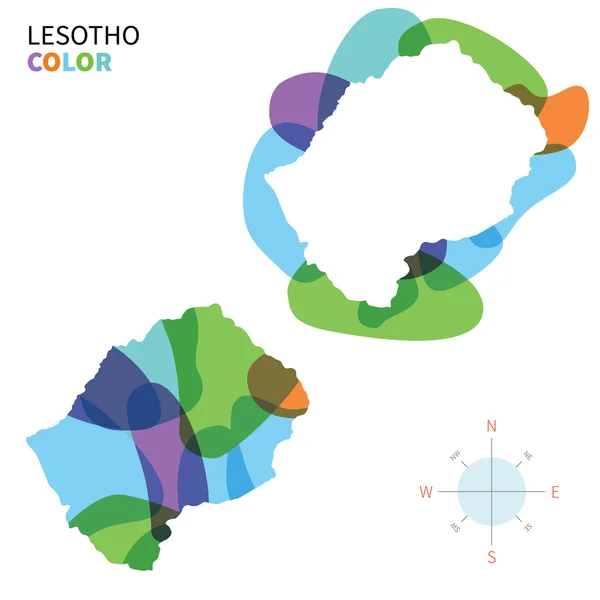 Carte vectorielle abstraite en couleur du Lesotho avec effet peinture transparente . — Image vectorielle