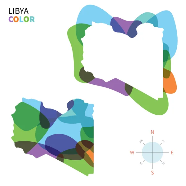 Mapa abstracto de color vectorial de Libia con efecto de pintura transparente . — Vector de stock