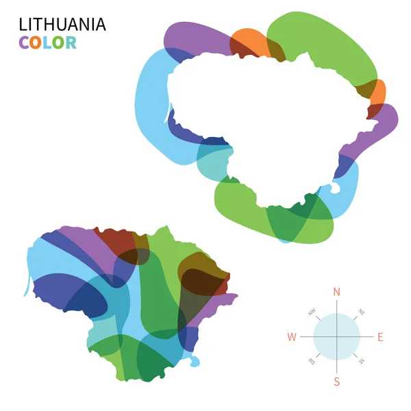 Αφηρημένη διάνυσμα χρώμα Χάρτης της Λιθουανίας με αποτέλεσμα διαφανούς βαφής. — Διανυσματικό Αρχείο