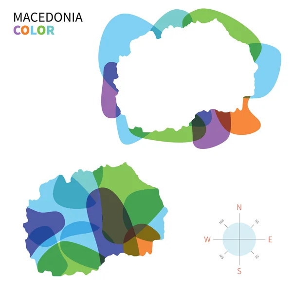 Αφηρημένη διάνυσμα χρώμα Χάρτης της Μακεδονίας με αποτέλεσμα διαφανούς βαφής. — Διανυσματικό Αρχείο