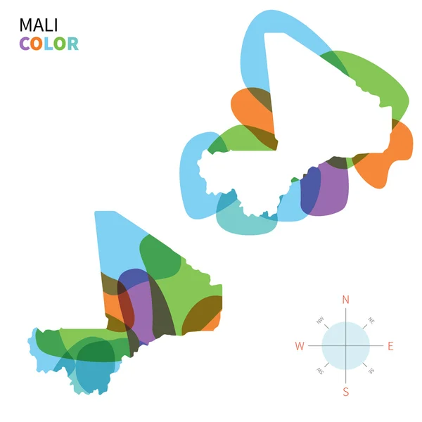 Abstract vector color map of Mali with transparent paint effect. — Stock Vector