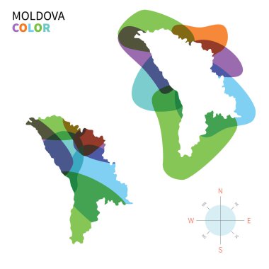 Soyut vektör renk Moldova Haritası şeffaf boya etkisi ile.