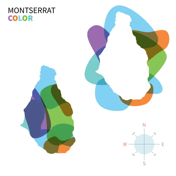 Abstract vector color map of Montserrat with transparent paint effect. — Stock Vector