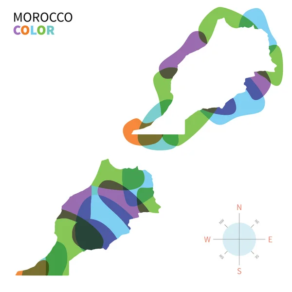 Mapa de cores vetorial abstrato de Marrocos com efeito de pintura transparente . —  Vetores de Stock