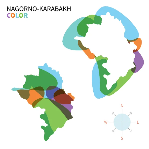 Abstract vector color map of Nagorno-Karabakh with transparent paint effect. — Stock Vector