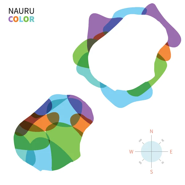 Soyut vektör renk Nauru Haritası şeffaf boya etkisi ile. — Stok Vektör