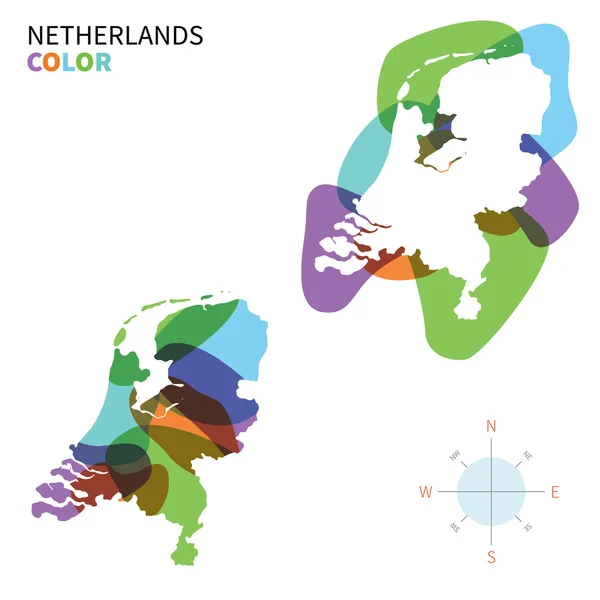 Abstract vector color map of Netherlands with transparent paint effect. — Stock Vector