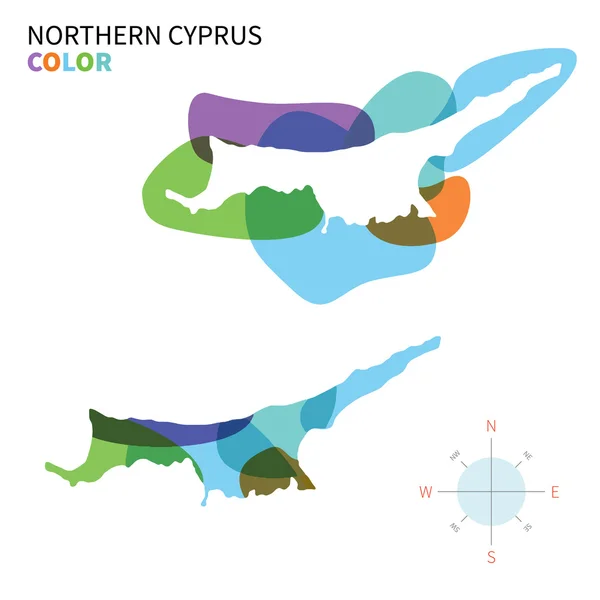 Abstract vector color map of Northern Cyprus with transparent paint effect. — Stock Vector