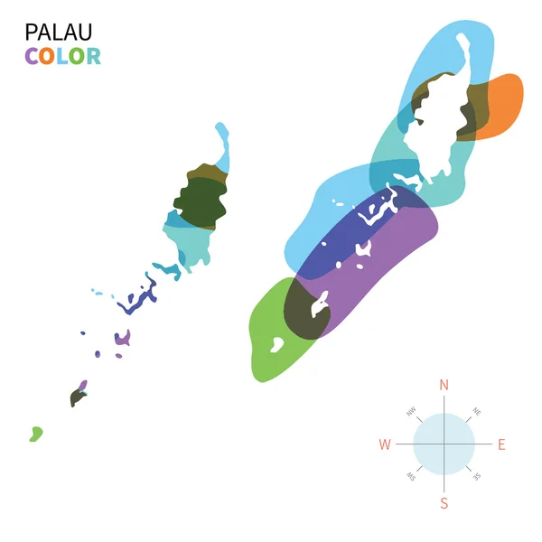 Abstract vector color map of Palau with transparent paint effect. — Stock Vector