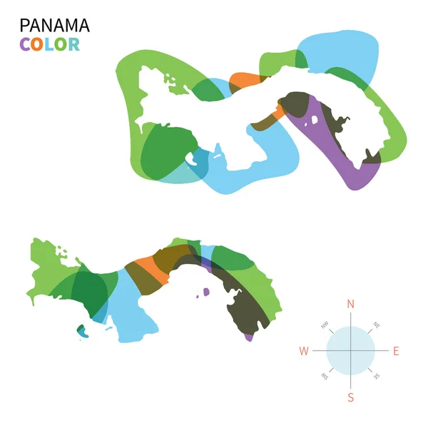 Αφηρημένη διάνυσμα χρώμα Χάρτης του Παναμά με αποτέλεσμα διαφανούς βαφής. — Διανυσματικό Αρχείο