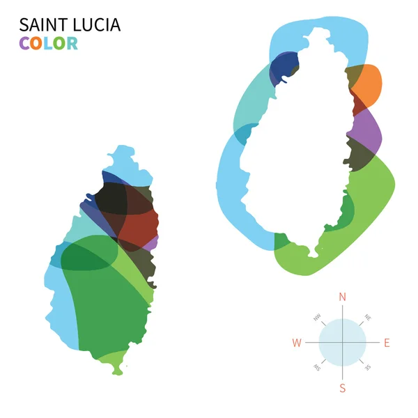 Αφηρημένη διάνυσμα χρώμα Χάρτης της Αγίας Λουκίας με αποτέλεσμα διαφανούς βαφής. — Διανυσματικό Αρχείο