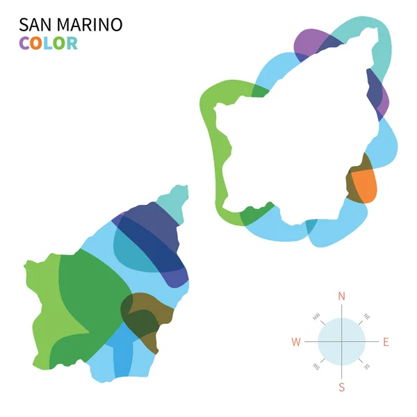 Mapa de cores vetorial abstrato de San Marino com efeito de pintura transparente . — Vetor de Stock