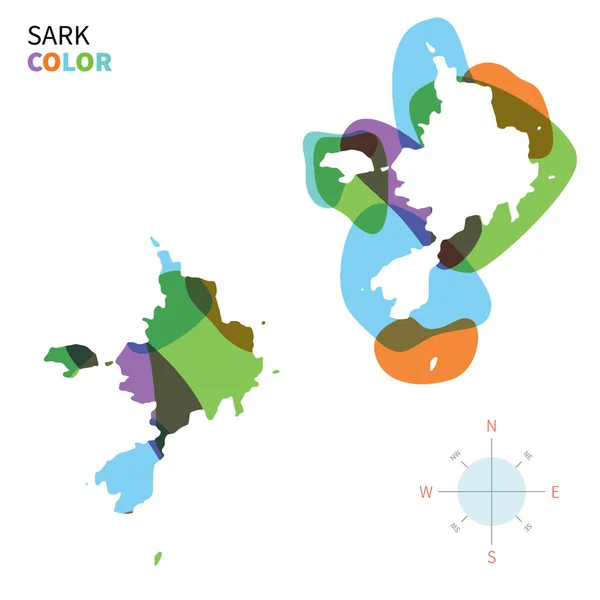 Αφηρημένη διάνυσμα χρώμα Χάρτης της Sark με αποτέλεσμα διαφανούς βαφής. — Διανυσματικό Αρχείο